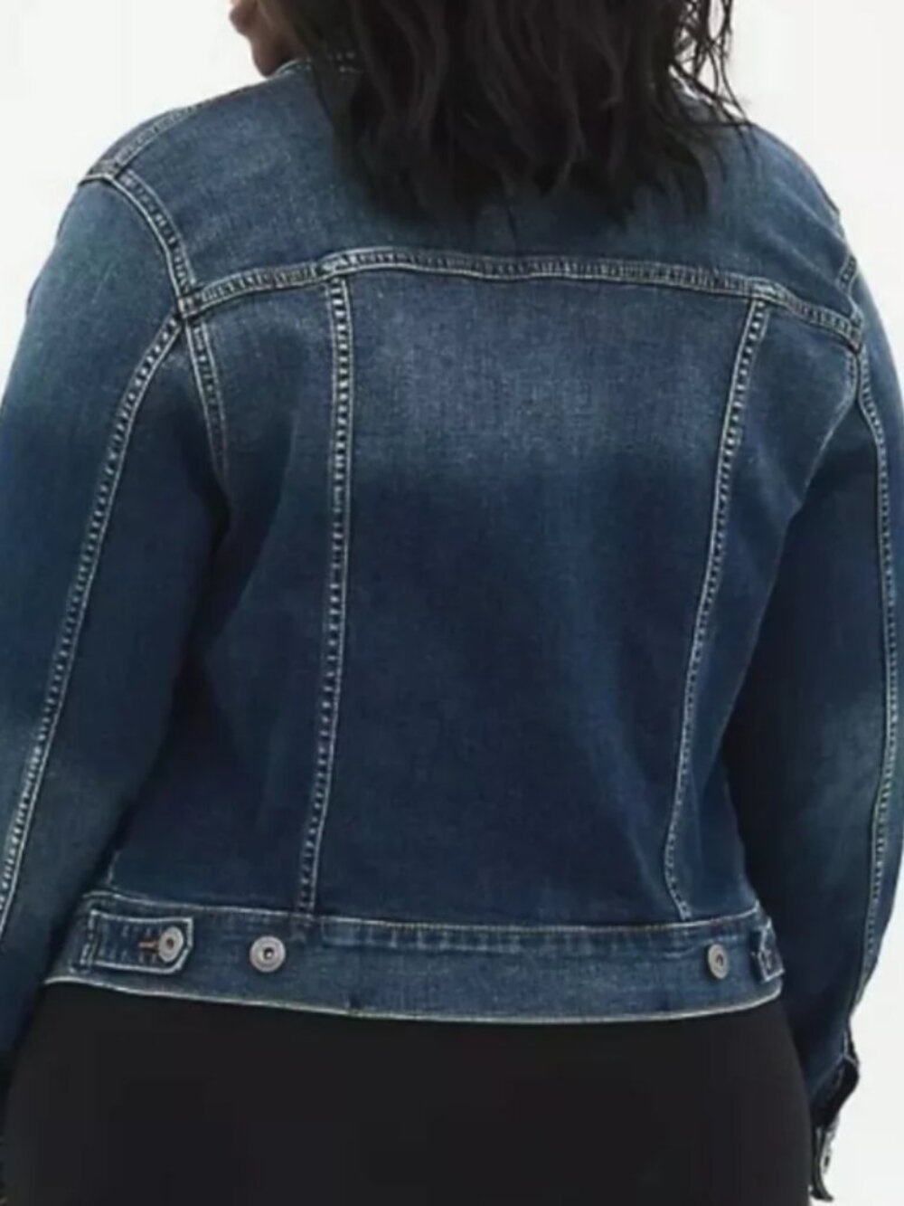 Torrid Dark Blue Denim Trucker Jacket Lighty Distressed Cottom Stretch Size 2 - Picture 10 of 10